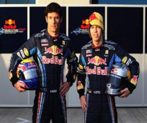 Puzzle Sebastian Vettel και Mark Webber, οι πιλότοι της Red Bull Racing Scuderia